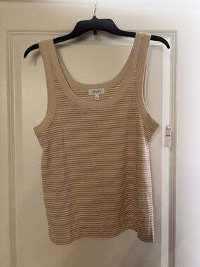 NWT Haven Well Within (Talbots) Stripe Tank Top in Beige size L